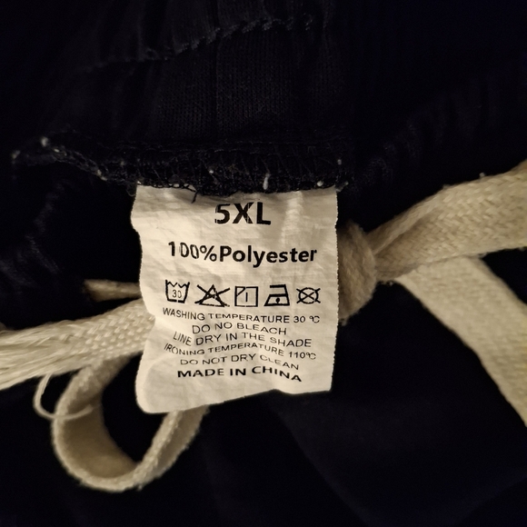 Navy Track Pants Men's with White Stripes And White Lettering - Picture 7 of 8